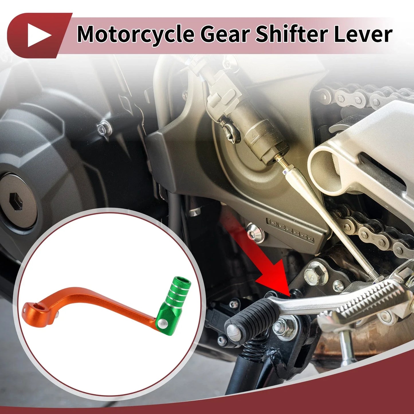 Folding Motorcycle Gear Shifter Lever for Honda CRF110F (2013-2018) Orange Green