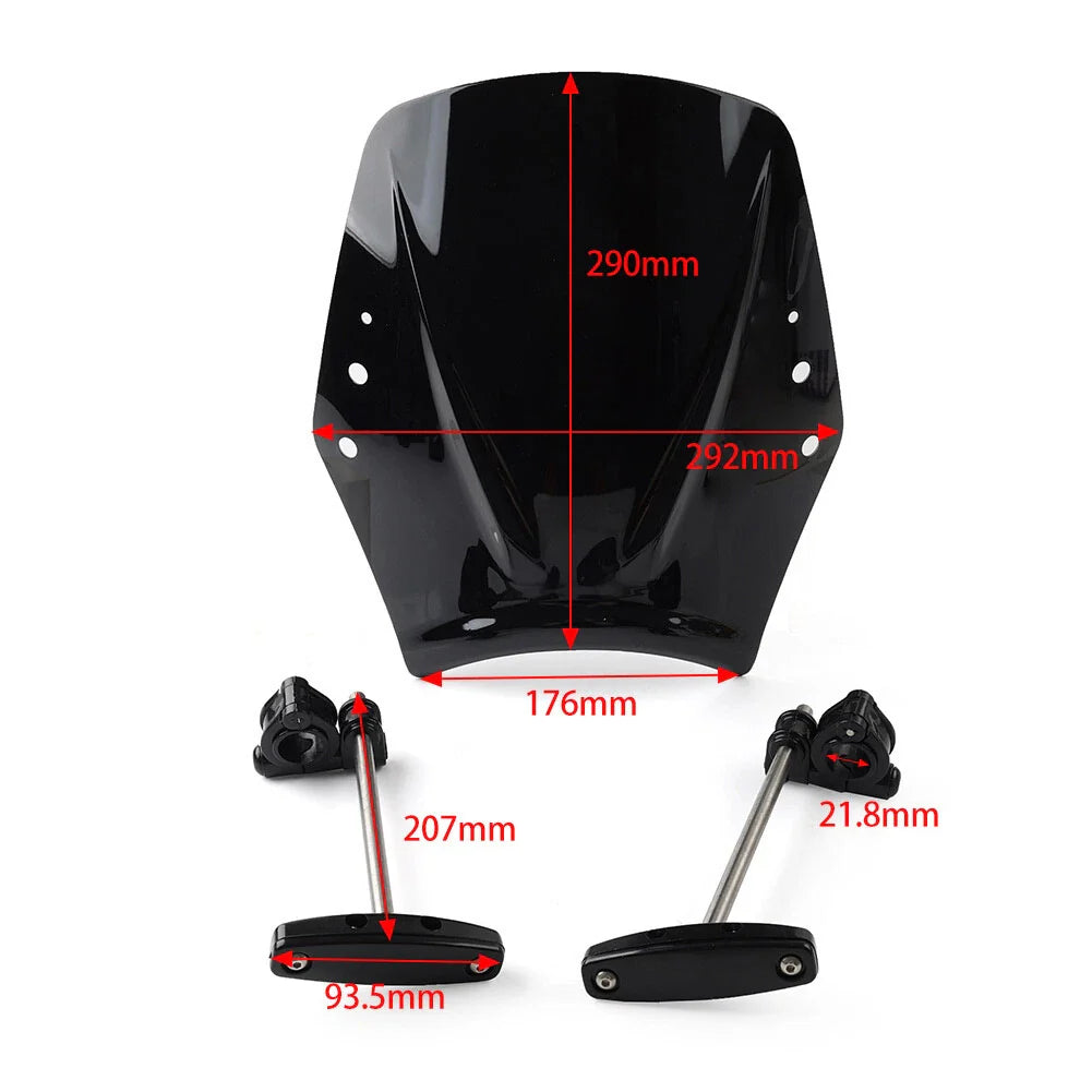 Windshield Deflector for Universal Motorcycle - Black