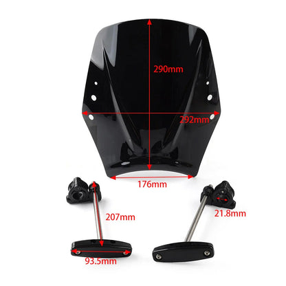 Windshield Deflector for Universal Motorcycle - Black