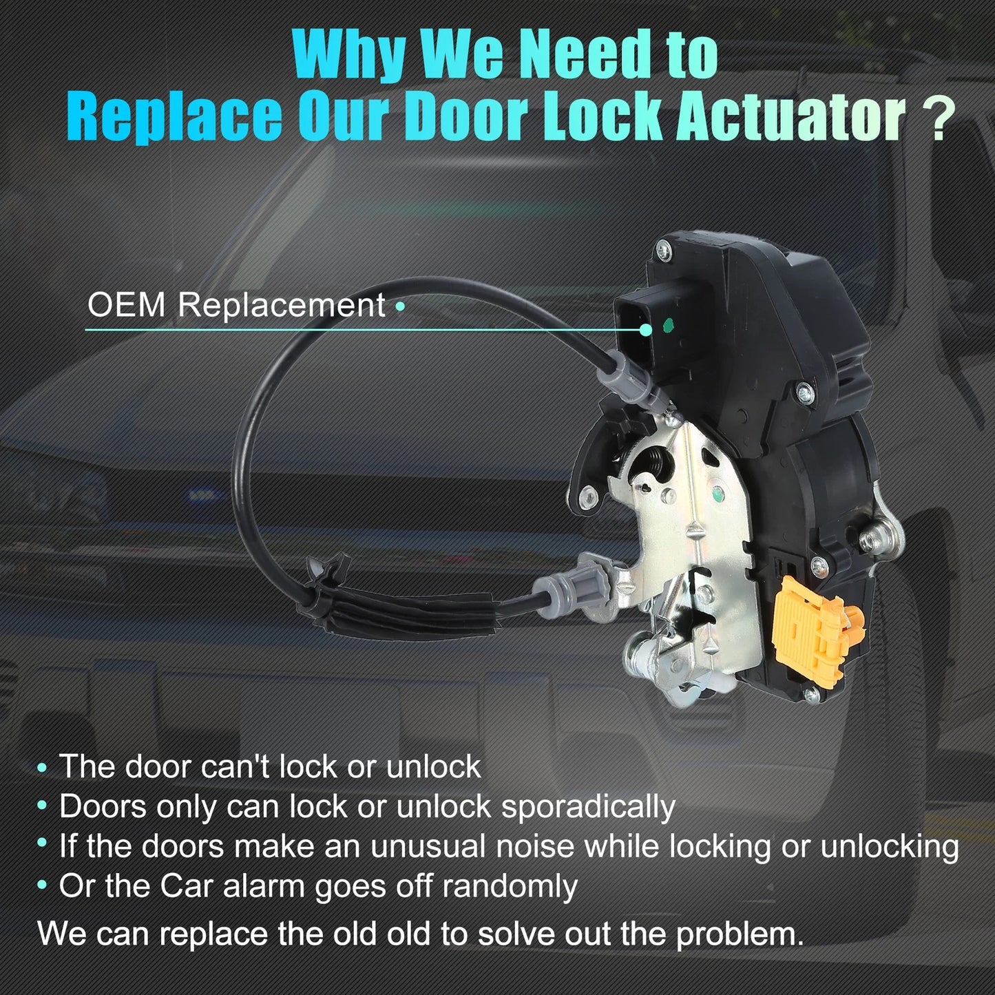 Rear Left Door Lock Actuator Motor with Cable for GMC Sierra 1500 (2007–2013)