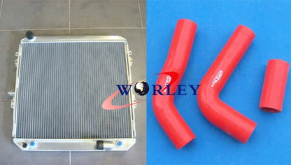 50MM Aluminum Radiator + Blue Hose for Toyota Hilux LN130 Diesel (1988-1997)