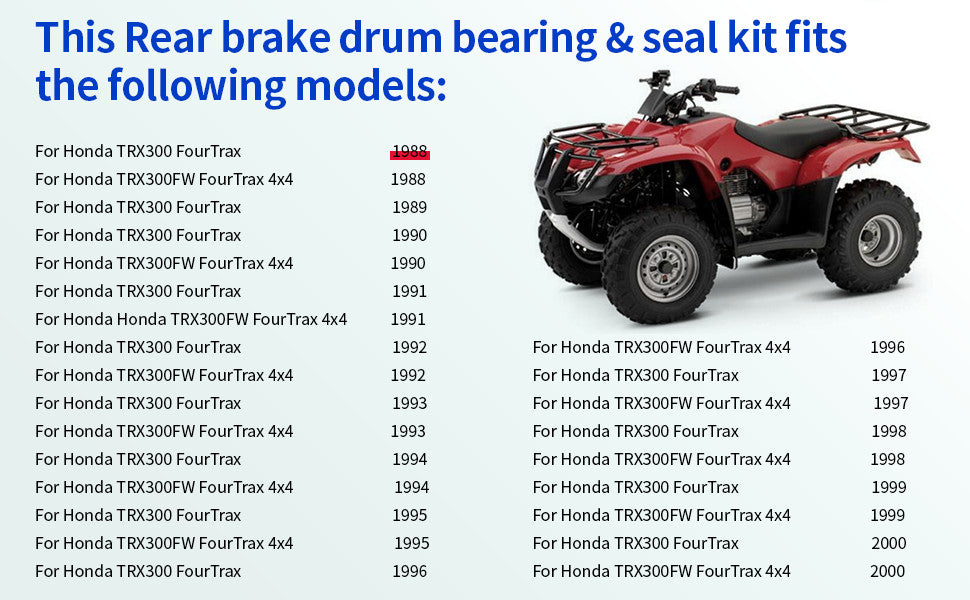 Rear Brake Drum Bearing Seals Kit for Honda Fourtrax 300 (1988–2000)