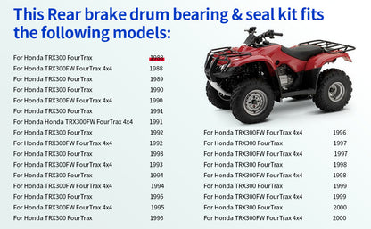 Rear Brake Drum Bearing Seals Kit for Honda Fourtrax 300 (1988–2000)