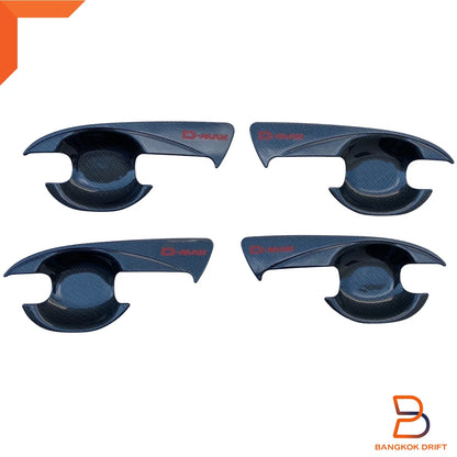 Black Carbon Fiber Door Handle Cover Trim for Isuzu D-Max (2012-2019)