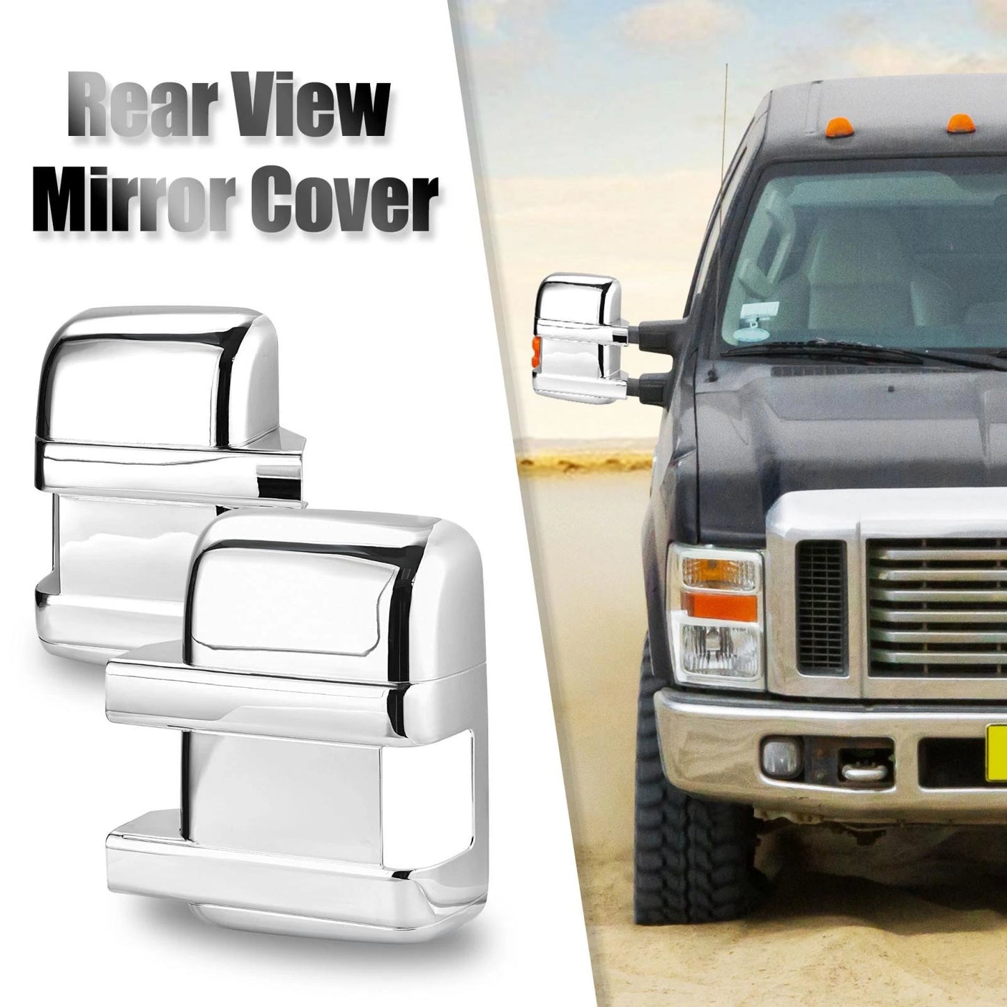 Chrome ABS Side Door Mirror Covers for Ford F250 F350 F450 (2008–2016)