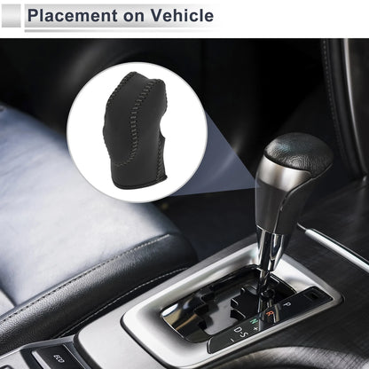 1 Pc Gear Shift Knob Cover Black/Grey Faux Leather for Ford Fusion (2013-2016)