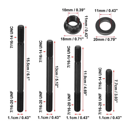 Black Metal Cylinder Head Stud Kit for Chevy BBC 454