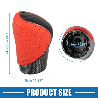 Gear Shift Knob for Lexus (Carbon Fiber, Red Faux Leather, Perforated)