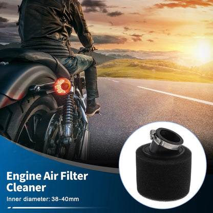 Set of 1 Motorcycle Air Filter Universal 38-40mm Rubber Foam Black