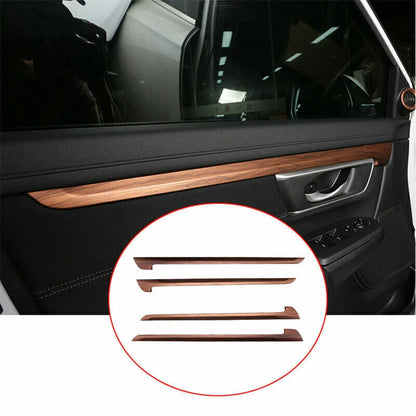 4 x ABS Wood Grain Inner Door Panel Strip Trim for Honda CR-V (2017–2020)