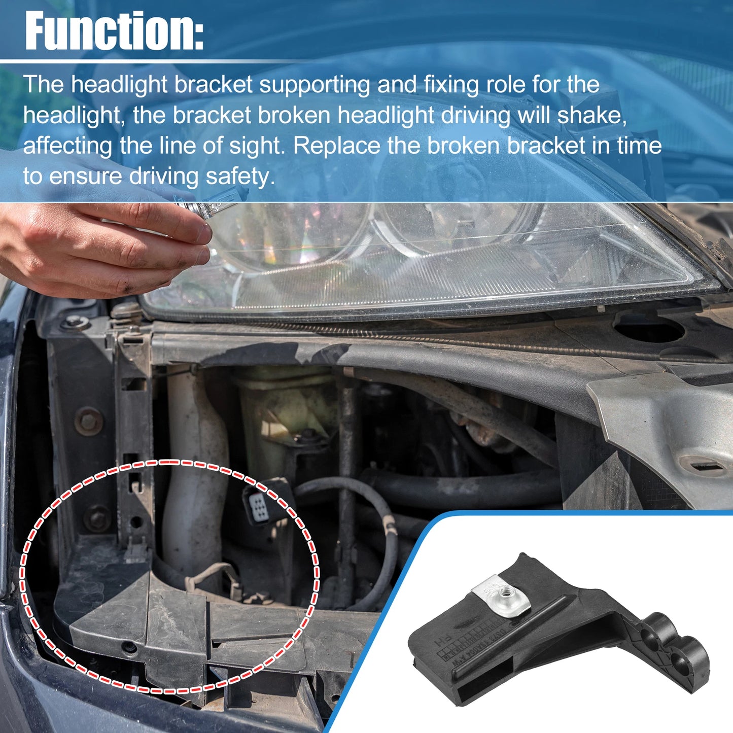 Front Right Headlight Support Mount Bracket for Ford Fusion, Lincoln MKZ (2013–2020)