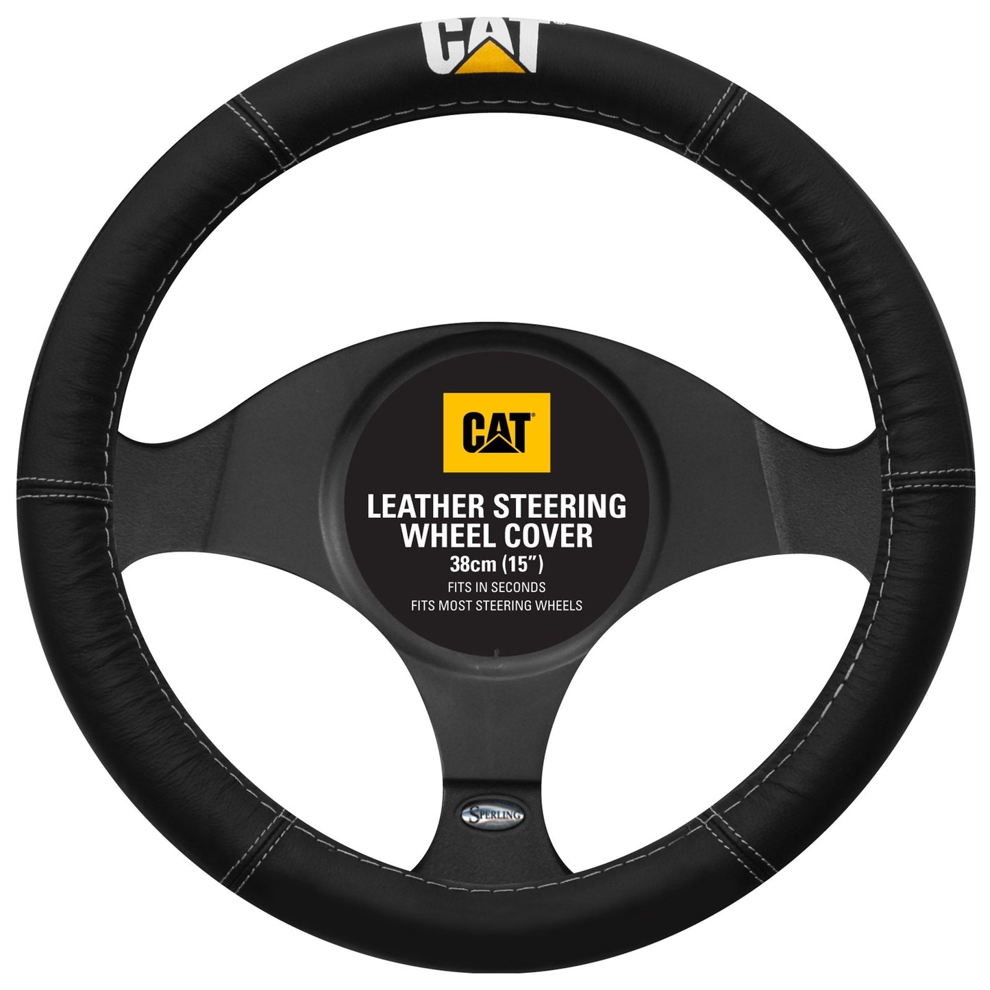 Steering Wheel Cover for Most Standard Wheels (Black Leather)