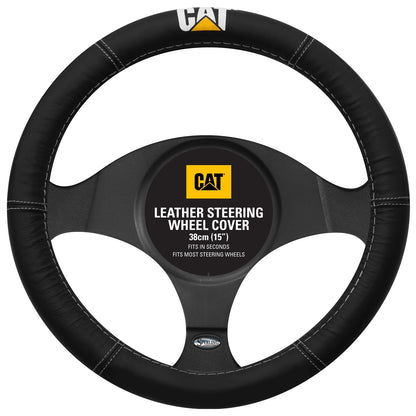 Steering Wheel Cover for Most Standard Wheels (Black Leather)