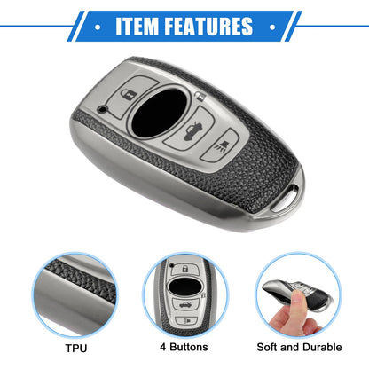 Set of 4 Button Smart Remote Key Shell for Subaru Ascent (2019–2022) TPU Silver Tone