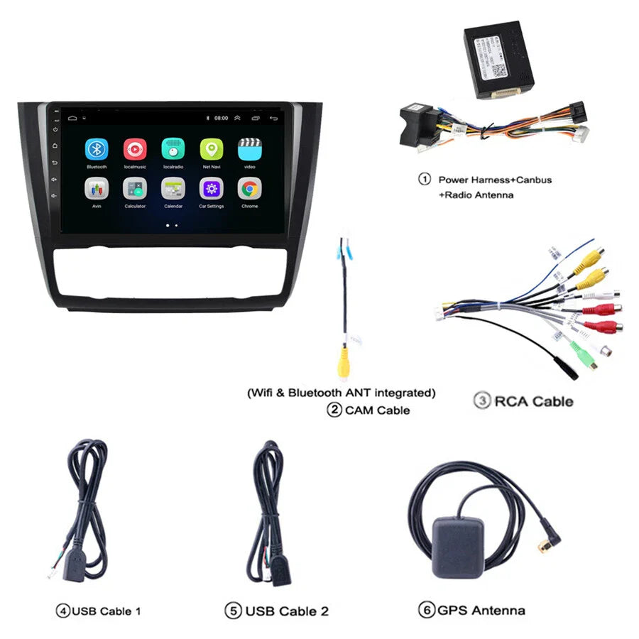 9'' Car Stereo Radio GPS WiFi for BMW 1-Series E81 E82 E87 E88 (2004-2011)