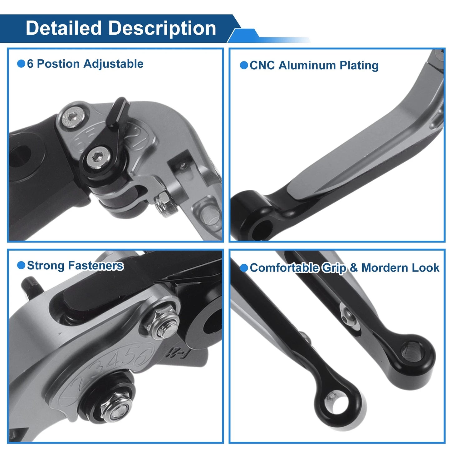 Adjustable Brake Clutch Levers for Kawasaki Vulcan S (2015–2023) Titanium Black