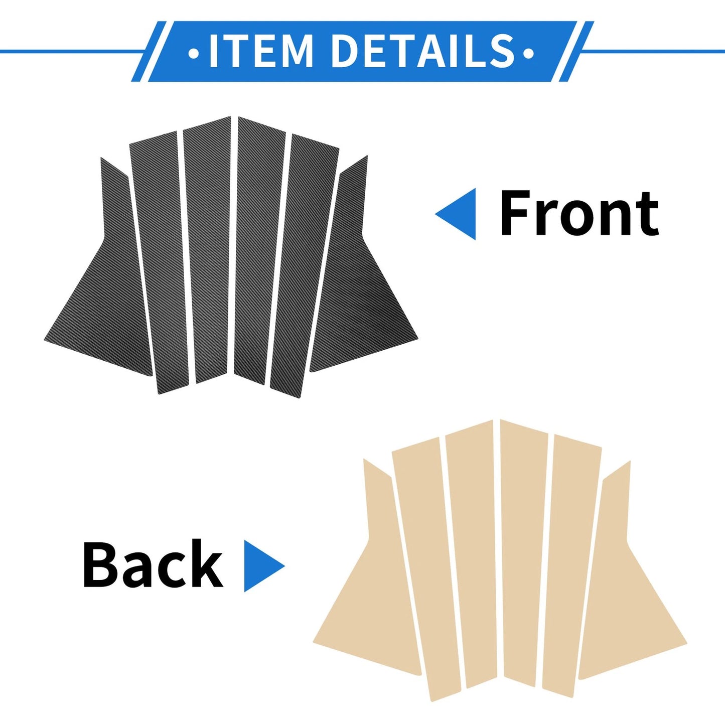 6 Pcs Door Pillar Window Trim for Hyundai Genesis (Carbon Fiber Pattern)