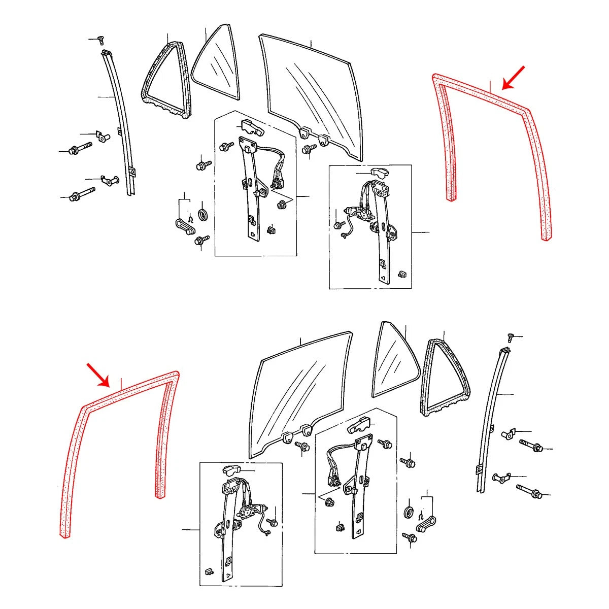 Rear Door Glass Run Channel Seal for Honda City Type Z 1996-2002