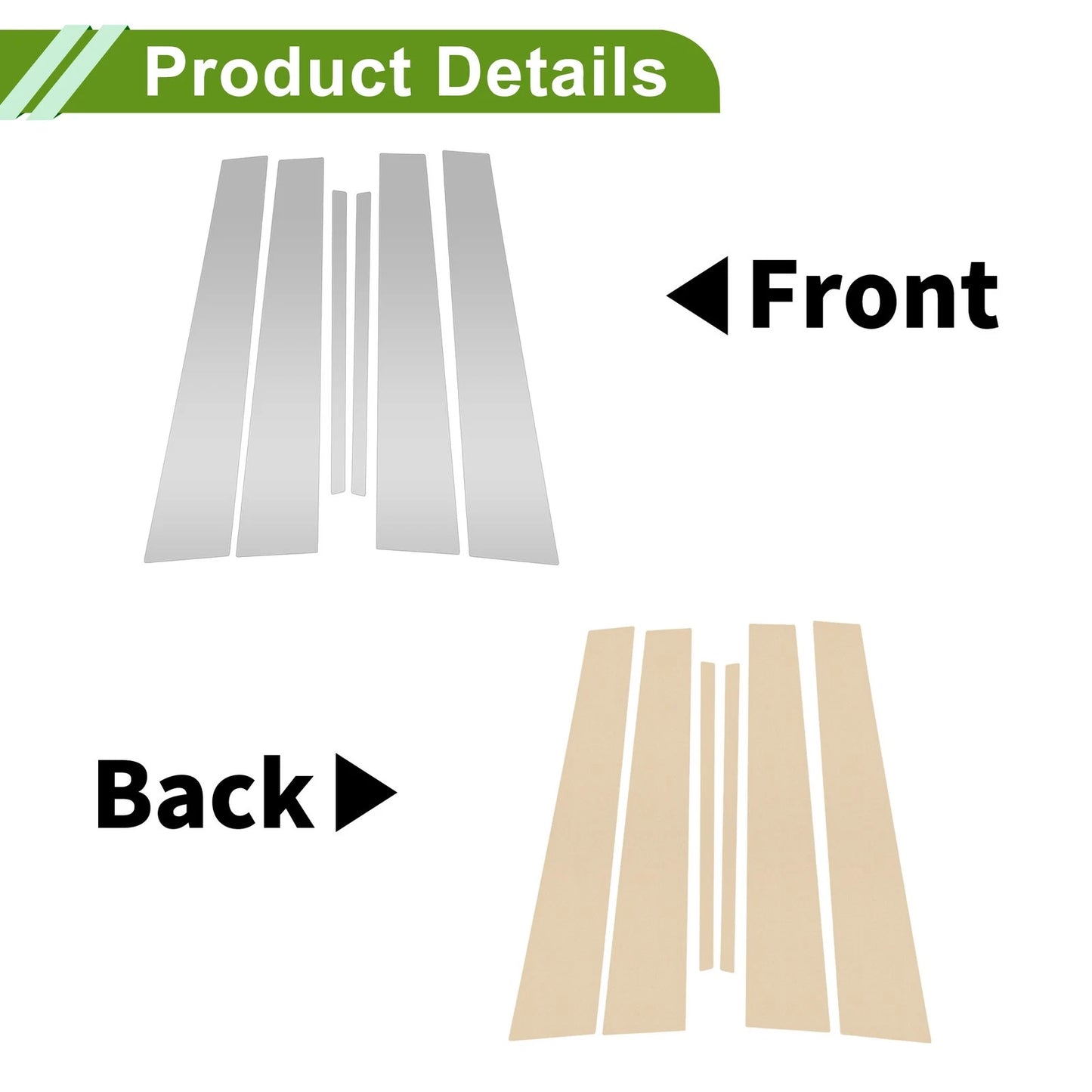 Set of 6 Pillar Window Trim for Chevy Malibu (2008–2012) Silver Tone