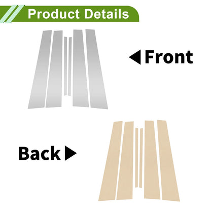 Set of 6 Pillar Window Trim for Chevy Malibu (2008–2012) Silver Tone
