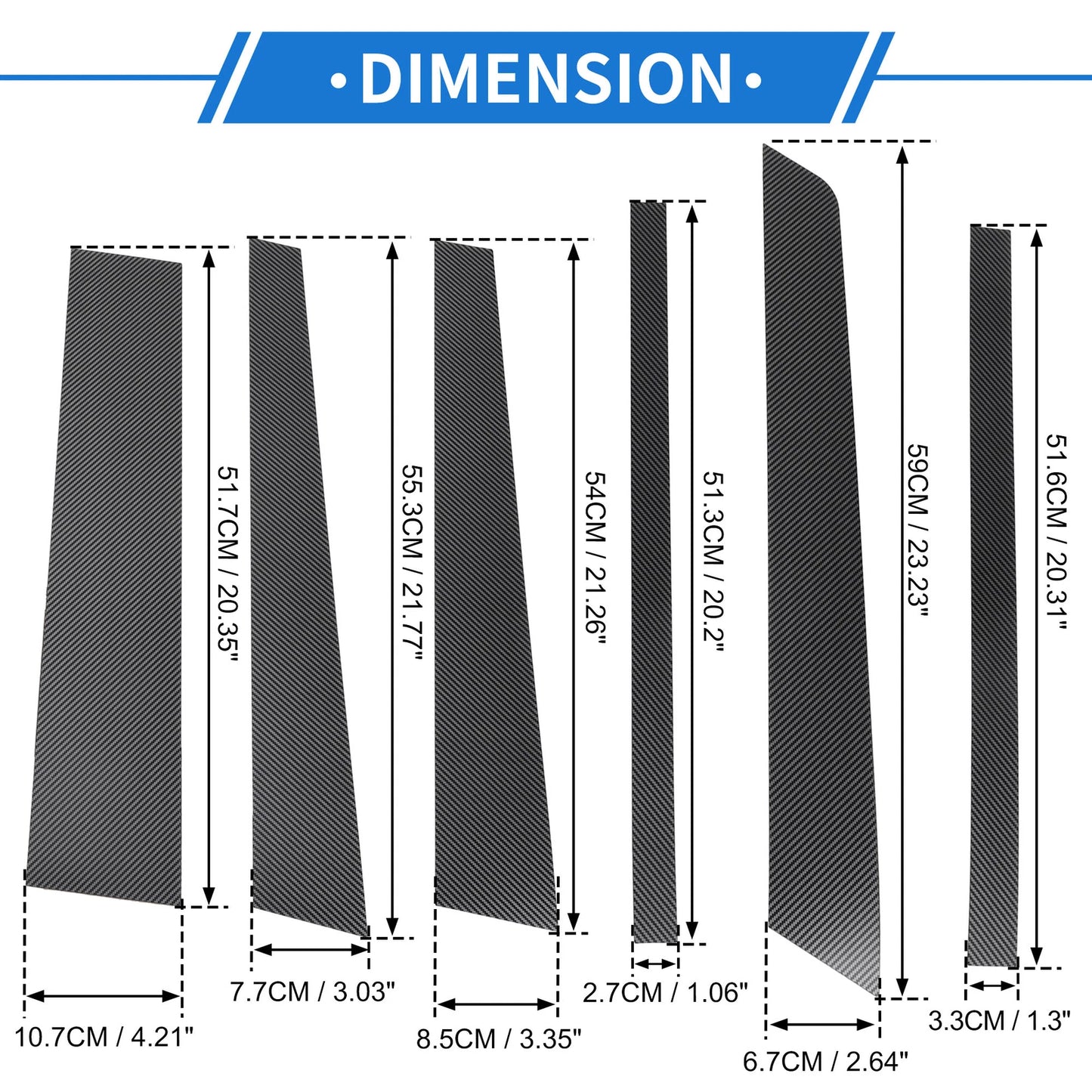 12 Pcs Door Pillar Window Trim for Land Rover Range  Carbon Fiber