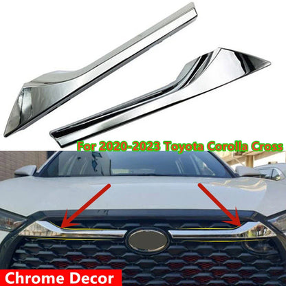 2 x Chrome Front Grille Lid Cover Trim Decor for Toyota Cross (2020–2023)