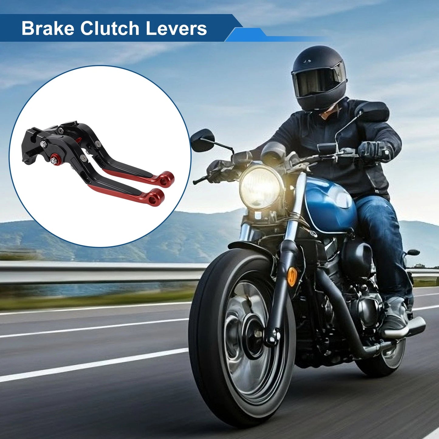 Adjustable Brake Clutch Lever for Yamaha MT125 (2014–2021) Black Red