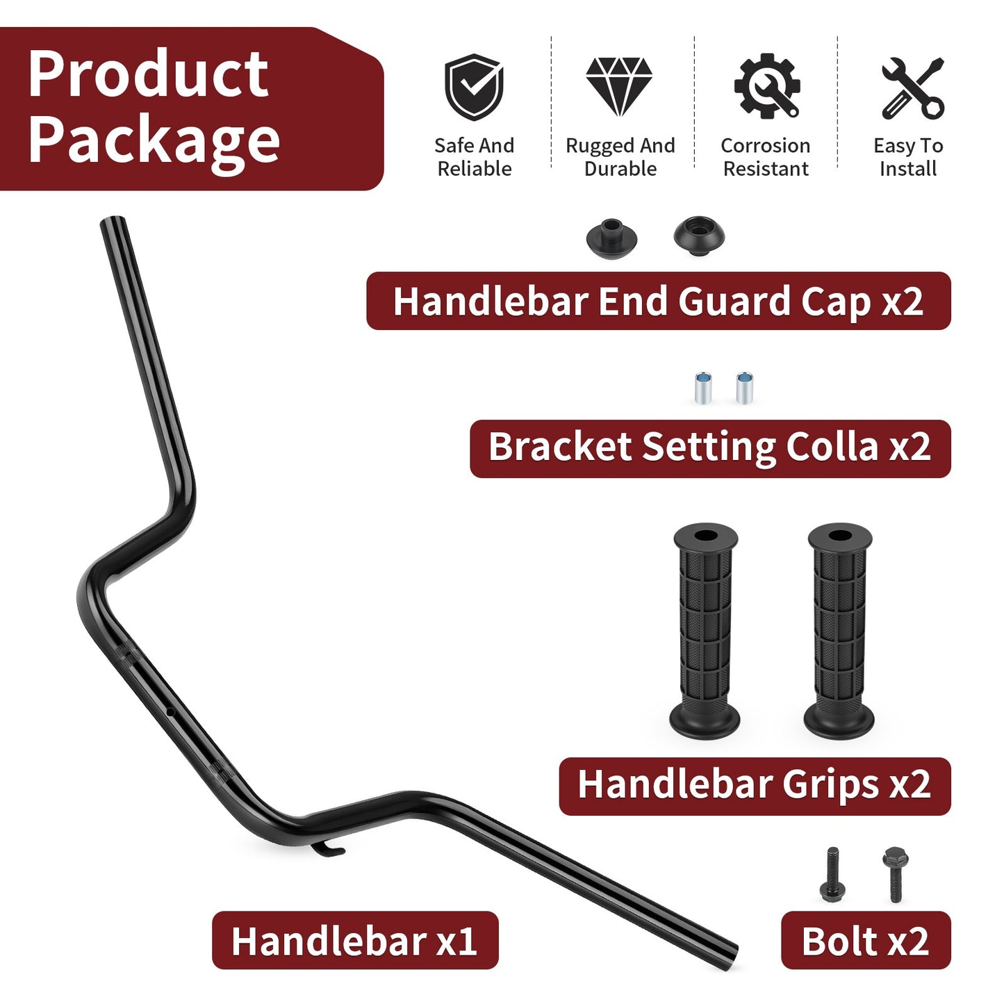 Handlebar & Grip Set for Honda Foreman 450 TRX450ES/S/FE/FM (1998–2001)