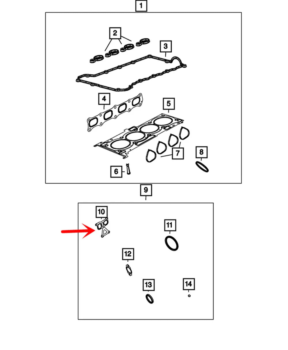 Engine Water Pump Gasket for Fiat Jeep Ram (2011-2023)