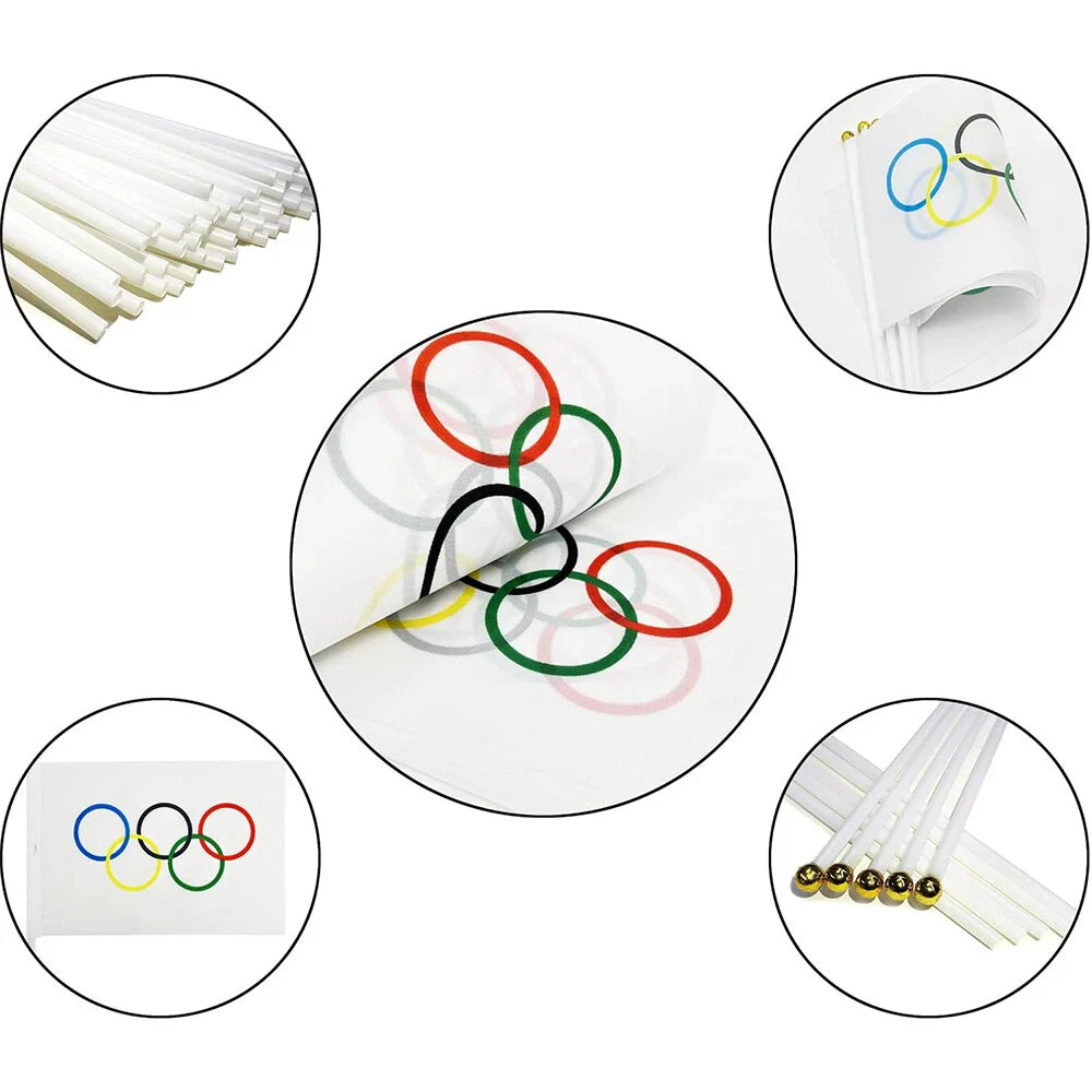 20 x 14x21cm Handheld Mini Olympic Rings Flags for Home Decoration