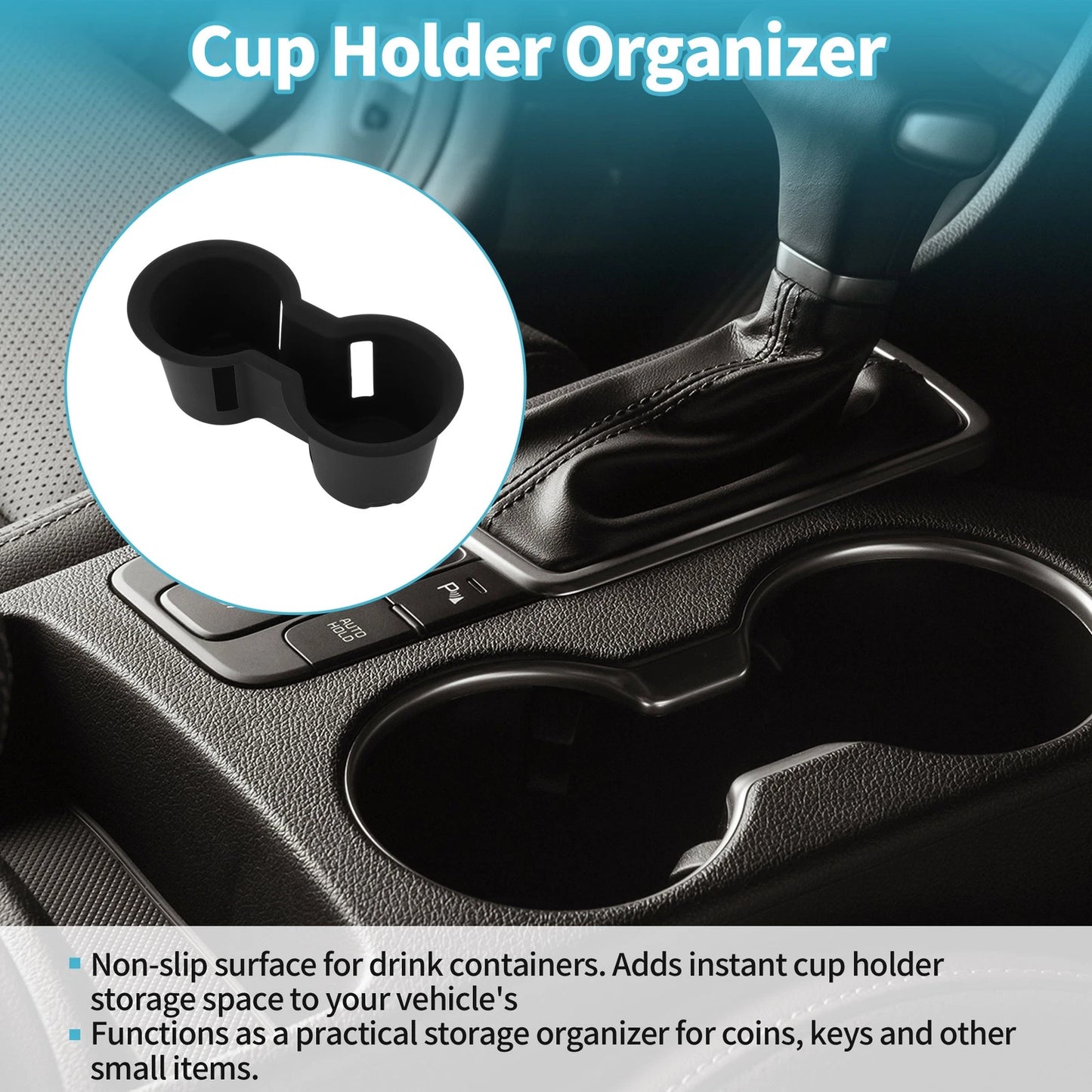 Center Console Cup Holder Organizer for Toyota Highlander (2020–2024) Black