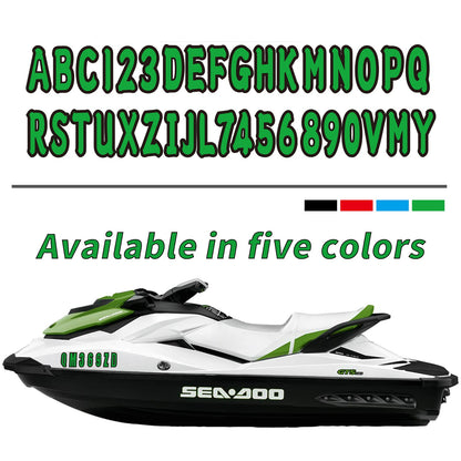3" Boat Registration Numbers and Letters Decals Custom Green