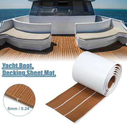 EVA Faux Teak Decking Sheet for Boat Yacht Marine (95"x7", Brown White)