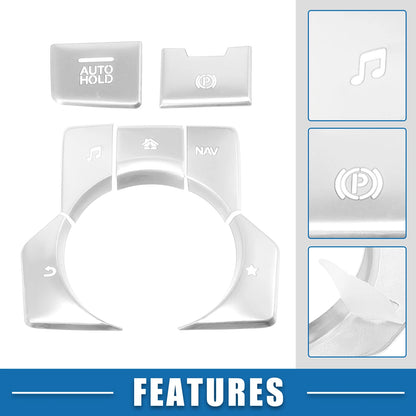 7pcs Center Console Media Panel Handbrake Trim for Mazda CX-5 (2017–2020) Silver Tone