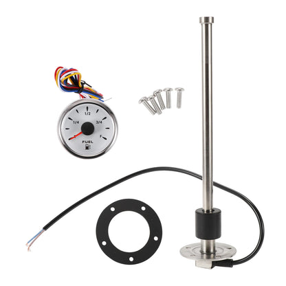 Fuel Sending Unit and Gauge Kit 0-190 Ohm for Boat Car Truck (0-190)