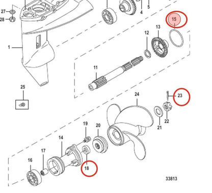 Lower Unit Oil Seal for Mercury Marine 9.9/15/20HP (Year Unknown)
