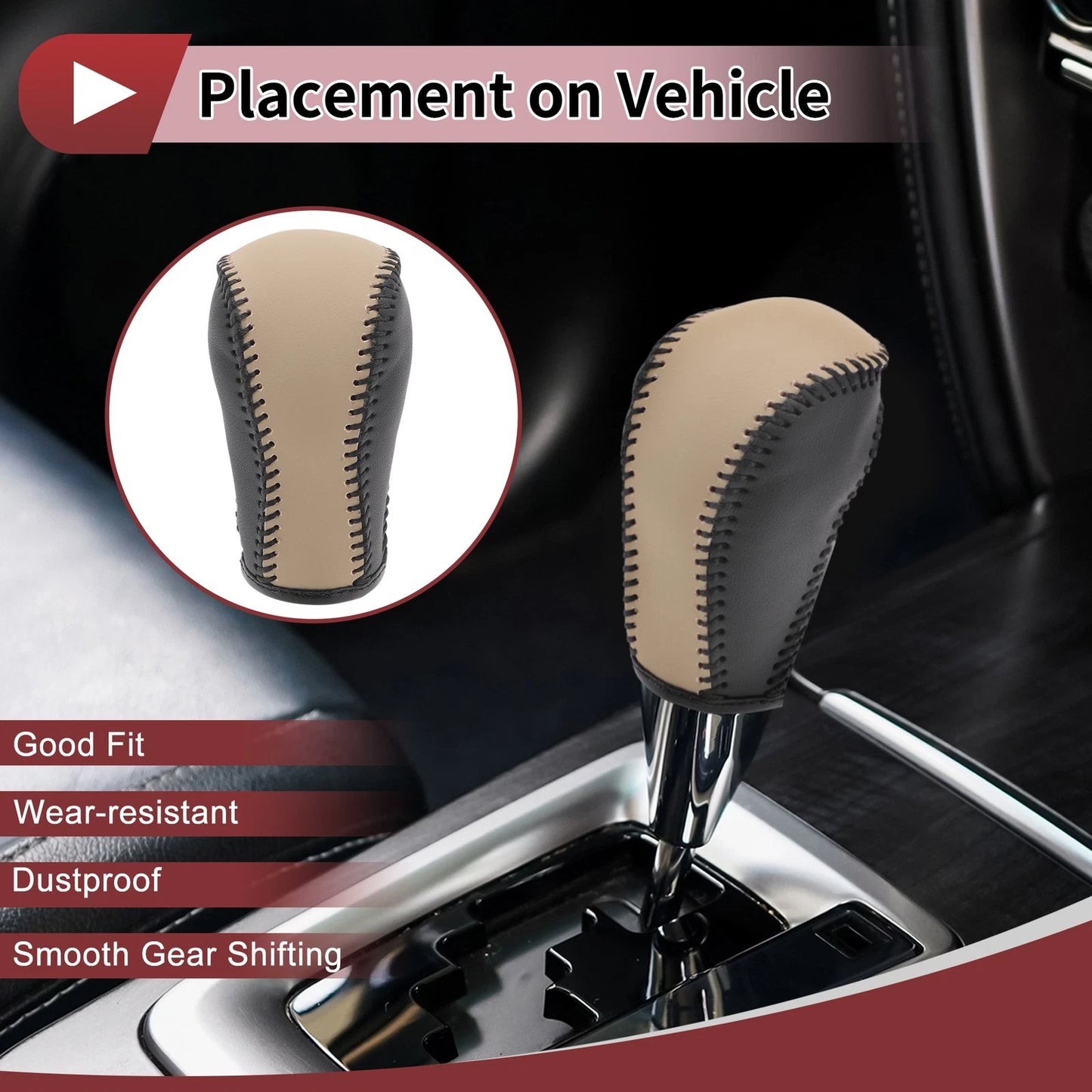 1 Pc Gear Shift Knob Cover for Mazda CX-5 (2013–2014) Black Beige