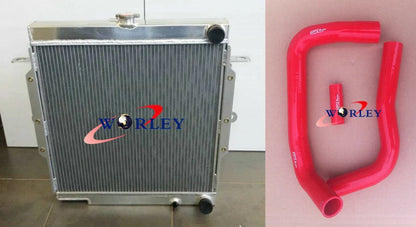 Aluminum Radiator + Blue Hose for Toyota Land Cruiser 75 Series (1985-1990)