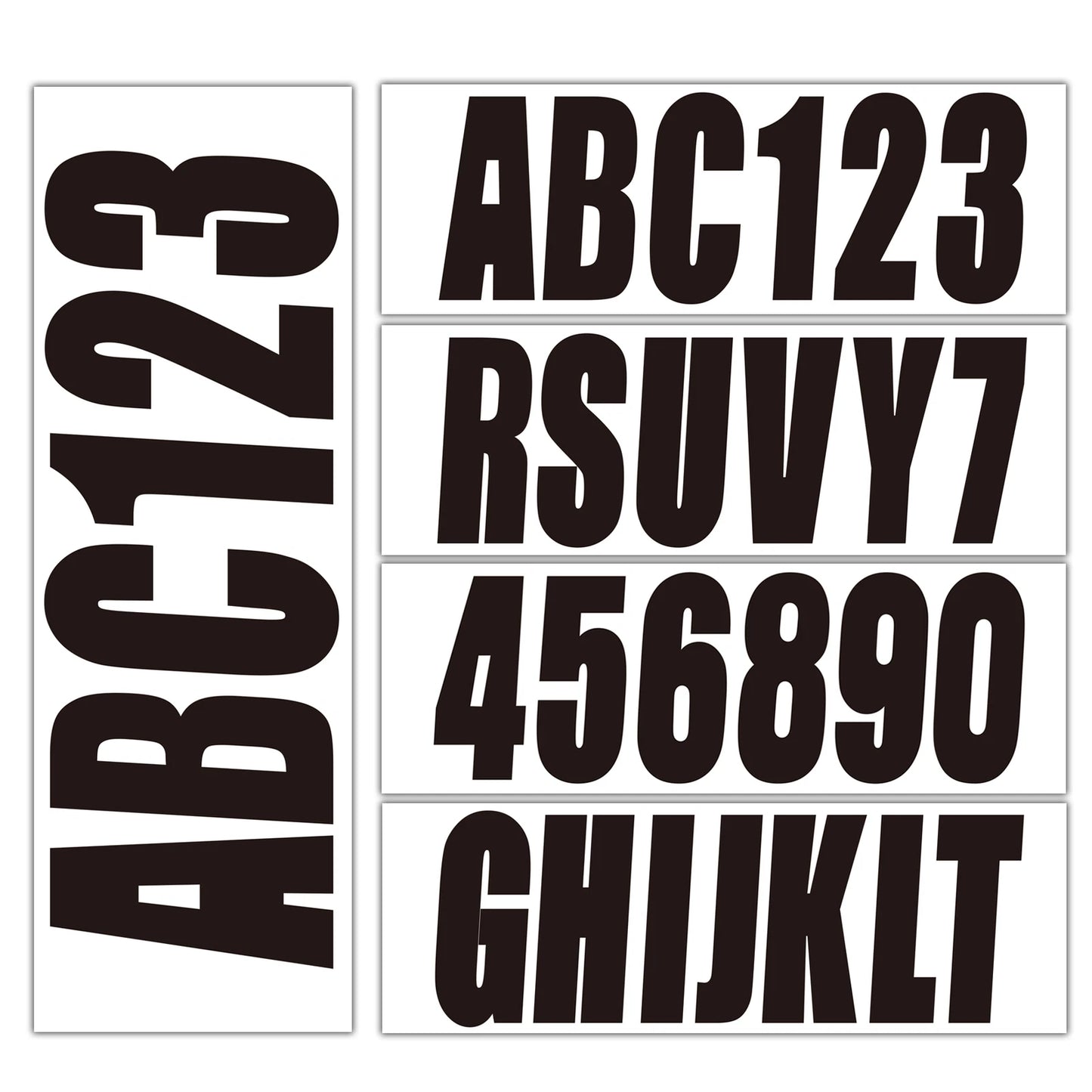 Set of 4 Black Personalized Decals for Boat Registration Numbers & Letters