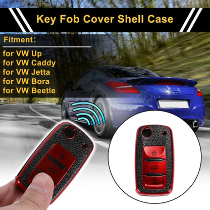 Red TPU Car Key Case for VW Up (2011–2023) - 3 Buttons