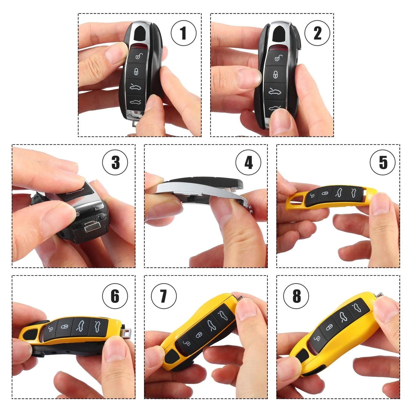 Brown Car Remote Key Cover Case for Porsche Cayenne Panamera (2003-2023)