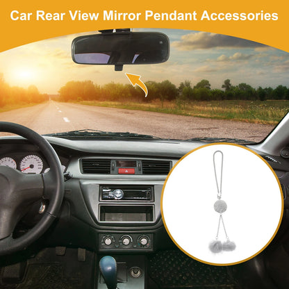 Rhinestone Drill Ball Pendant for Rear View Mirror - Light Gray