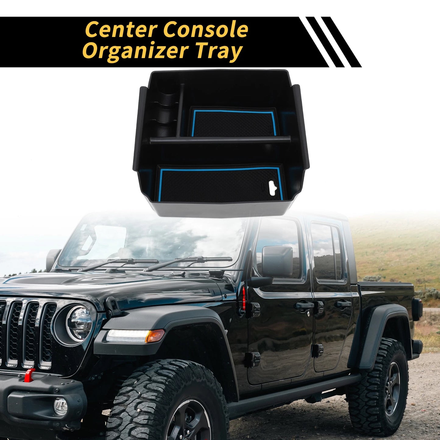 Center Console Organizer Tray for Jeep Wrangler JK JKU (2011–2018) Blue