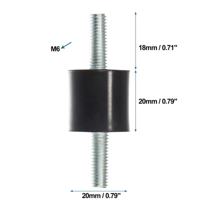 Set of 4 M6 Anti Vibration Rubber Isolator Dampers for Cars (20x20mm)