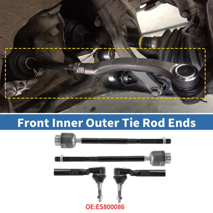 Set of 4 Front Inner Outer Tie Rod End Links for Chevrolet Malibu (2004–2012) No. ES800086