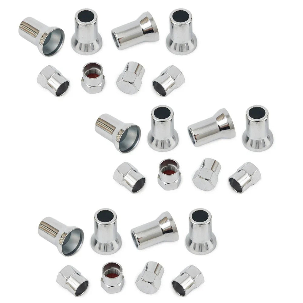 Valve Stem Hex Cap with Sleeve Cover Decor for Silver Car