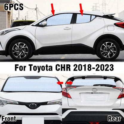 6X Front Side Rear Windshield Privacy Sunshade for Toyota CHR C-HR (2018–2023)