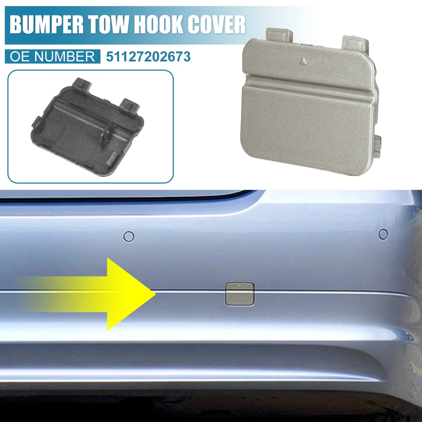 Rear Bumper Tow Hook Cover for BMW 3 Series E90/E91 (2009 - 2012) Silver Gray