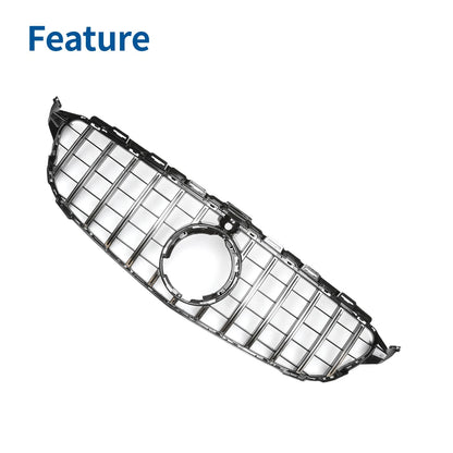 Front Upper Bumper Grille for Mercedes-Benz C180 (Chrome, Silver, Black)