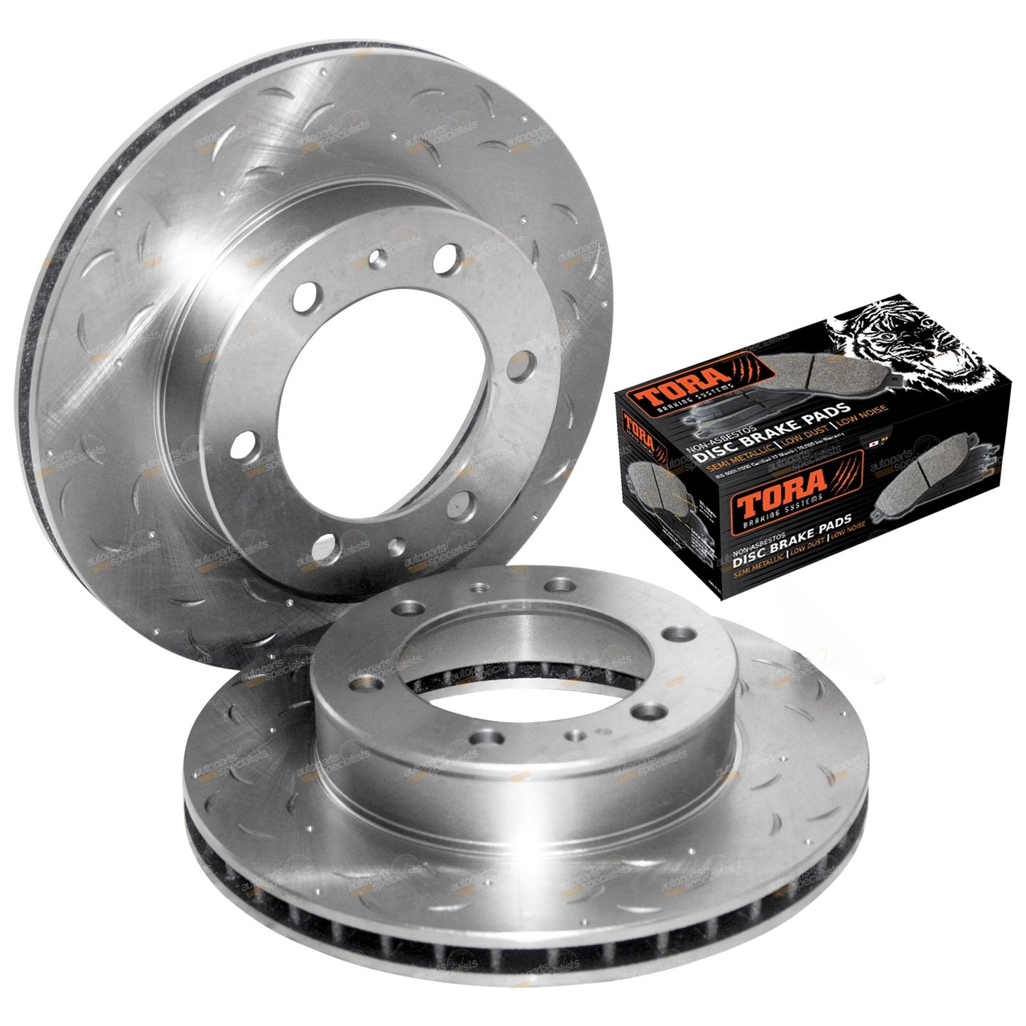 2 Front Drilled Slotted Disc Rotors for Hilux 4x4 (2005–2013)